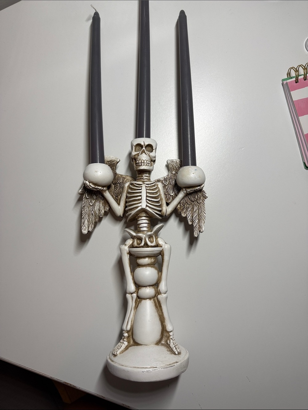Winged Skeleton Candle Holder. CANDLES NOT INCLUDED